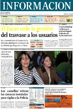 Portada del Diario Informacion del martes 3 de abril 2001