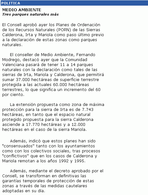 Las Provincias del martes 3 de abril de 2001