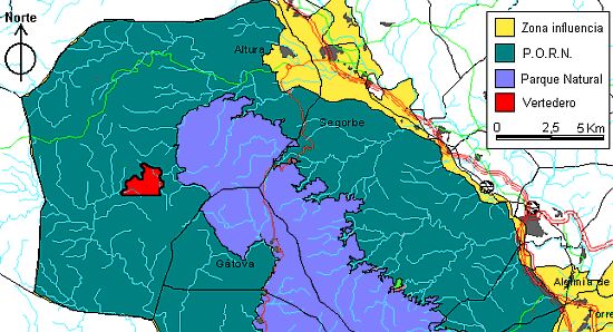 Mapa de localizacion del vertedero en Altura